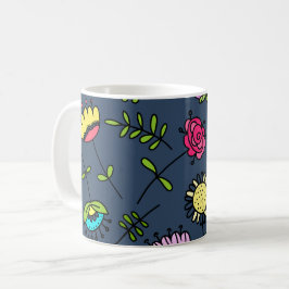 幻想的な花柄アートデザイン コーヒーマグカップ