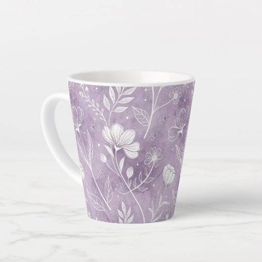 幻想的な花柄ラテマグ カフェラテマグ (左アングル)