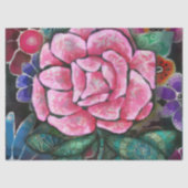 幻想的な花柄 ピンクのバラ アール・ヌーヴォー 植物画 薄葉紙 (正面)