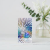 幻想的な花模様、カラフルな抽象的フラクトゥールフラワー 名刺 (スタンド正面)