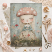 幻想的な花畑のキノコの妖精アート 薄葉紙