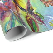 幻想的な花、自然の中で色とりどりの蝶 ラッピングペーパー (ロールコーナー)