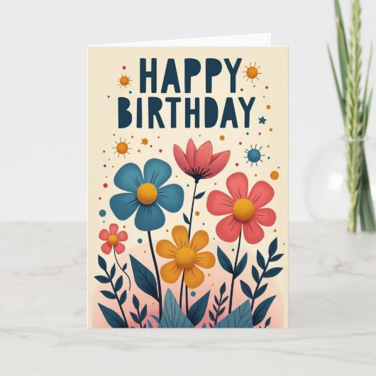 幻想的な花 誕生日カード カード (正面)