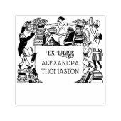 幻想的な落ちる本 エクス・リブリス 図書館名 セルフインキングスタンプ (デザイン)