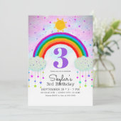幻想的な虹と星の誕生日パーティー 招待状 (スタンド正面)