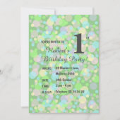 幻想的な虹のソフトパステルドット男子 緑の誕生日I 招待状 (正面)