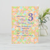 幻想的な虹のソフトパステルドット 女の子 オレンジ 誕生日 招待状 (スタンド正面)