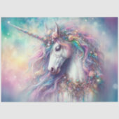 幻想的な虹のユニコーンの肖像画デコパージュ 薄葉紙 (正面)