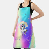 幻想的な虹のユニコーン星ホログラフィー エプロン (インサイチュ)