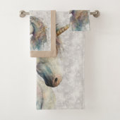 幻想的な虹のユニコーン バスタオルセット (インサイチュ)