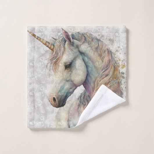 幻想的な虹のユニコーン バスタオルセット (ウォッシュタオル)