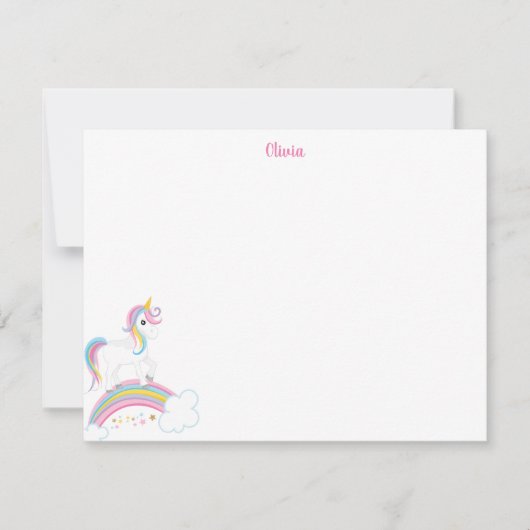 幻想的な虹の一角文パーソナライズされた具 ノートカード (正面)