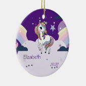 幻想的な虹の一角星、雲 セラミックオーナメント (右)