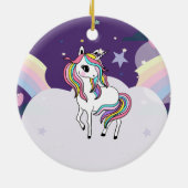 幻想的な虹の一角星、雲 セラミックオーナメント (裏面)