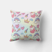 幻想的な虹の一角模様の誕生日パーティー クッション (裏面)