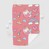 幻想的な虹の一角模様の誕生日パーティー ゴルフタオル (インサイチュ)