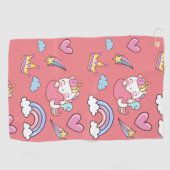 幻想的な虹の一角模様の誕生日パーティー ゴルフタオル (横)