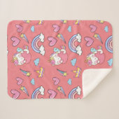 幻想的な虹の一角模様の誕生日パーティー シェルパブランケット (正面(横))