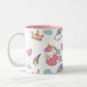 幻想的な虹の一角模様の誕生日パーティー ツートーンマグカップ (左)