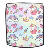 幻想的な虹の一角模様の誕生日パーティー バックパック (取り外し可フェース)