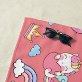 幻想的な虹の一角模様の誕生日パーティー ビーチタオル (インサイチュ)