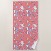 幻想的な虹の一角模様の誕生日パーティー ビーチタオル (正面)