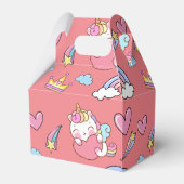 幻想的な虹の一角模様の誕生日パーティー フェイバーボックス (裏面サイド)