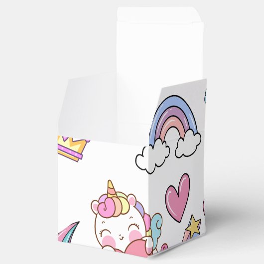 幻想的な虹の一角模様の誕生日パーティー フェイバーボックス (オープン)