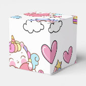 幻想的な虹の一角模様の誕生日パーティー フェイバーボックス (裏面サイド)