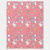 幻想的な虹の一角模様の誕生日パーティー フリースブランケット (正面)