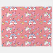 幻想的な虹の一角模様の誕生日パーティー フリースブランケット (正面(横))