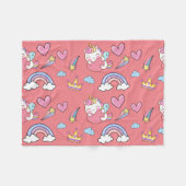 幻想的な虹の一角模様の誕生日パーティー フリースブランケット (正面(横))