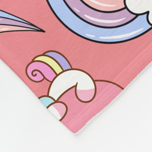 幻想的な虹の一角模様の誕生日パーティー フリースブランケット (角)