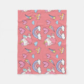 幻想的な虹の一角模様の誕生日パーティー フリースブランケット (正面)