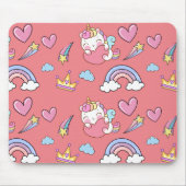 幻想的な虹の一角模様の誕生日パーティー マウスパッド (正面)