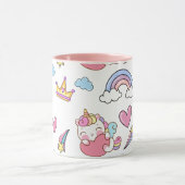 幻想的な虹の一角模様の誕生日パーティー マグカップ (中央)