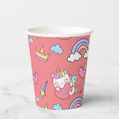 幻想的な虹の一角模様の誕生日パーティー 紙コップ (正面)