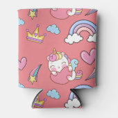 幻想的な虹の一角模様の誕生日パーティー 缶クーラー (正面)