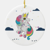 幻想的な虹の一角獣、雲、星 セラミックオーナメント (裏面)