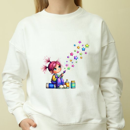 幻想的な虹の星の画家少女 Tシャツ