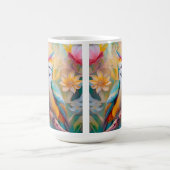 幻想的な虹色のキツツキ コーヒーマグカップ (中央)
