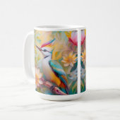 幻想的な虹色のキツツキ コーヒーマグカップ (正面左)