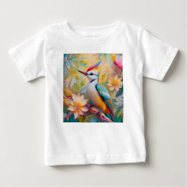 幻想的な虹色のキツツキ ベビーTシャツ