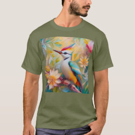 幻想的な虹色のキツツキ Tシャツ