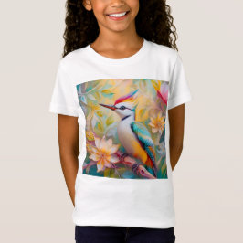 幻想的な虹色のキツツキ Tシャツ