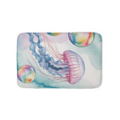 幻想的な虹色のクラゲの水彩デザイン バスマット (正面)