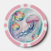 幻想的な虹色のクラゲの水彩デザイン ポーカーチップ (正面)