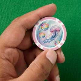 幻想的な虹色のクラゲの水彩デザイン ポーカーチップ