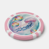 幻想的な虹色のクラゲの水彩デザイン ポーカーチップ (シングル)
