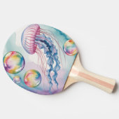 幻想的な虹色のクラゲの水彩デザイン 卓球ラケット (横)